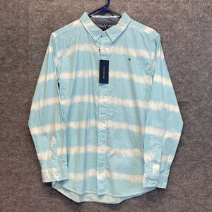 NWT TOMMY HILFIGER Shirt Big Boy's XL Bachelor Button Striped Long Sleeve Collar